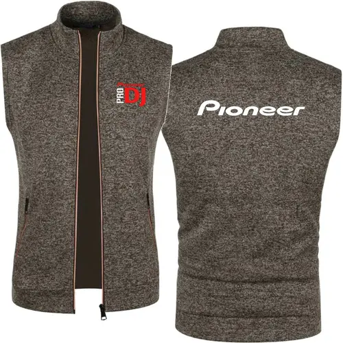 Men's Waistcoat Fleece Tank DJ Pioneer PRO Men's Knitted Velvet Top Zipper Vest Sleeveless High Neck Fleece Jacket Men Wear - Image 2