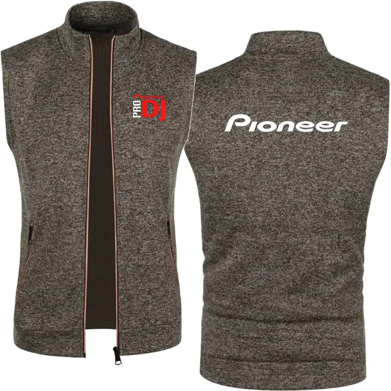 Men's Waistcoat Fleece Tank DJ Pioneer PRO Men's Knitted Velvet Top Zipper Vest Sleeveless High Neck Fleece Jacket Men Wear - Image 2