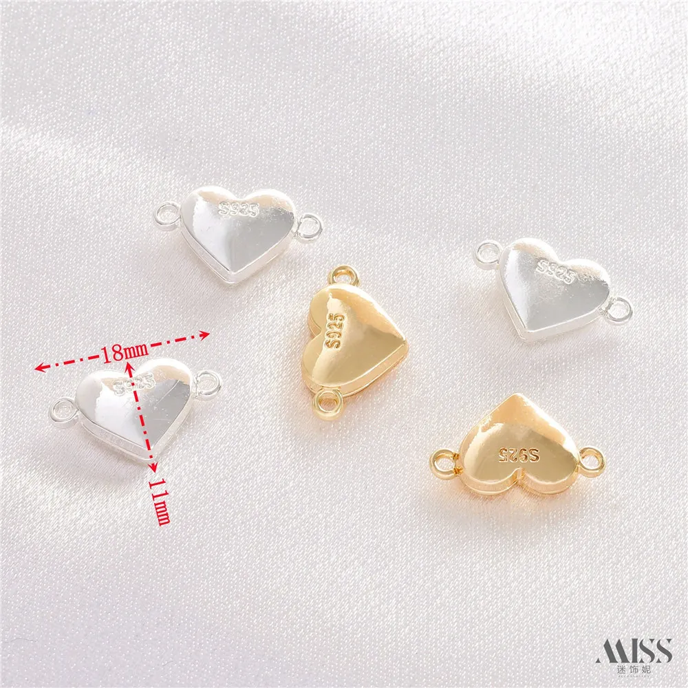 14K Gold Color Chisel Engraved S925 Love Magnet Buckle End Connection Button DIY Bracelet Necklace Button Head Accessories