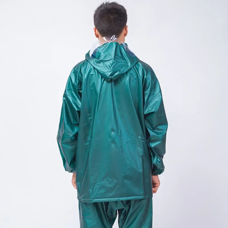 Raincoat Split Zipper e Rainpants dos homens Set, reflexivo, respirável