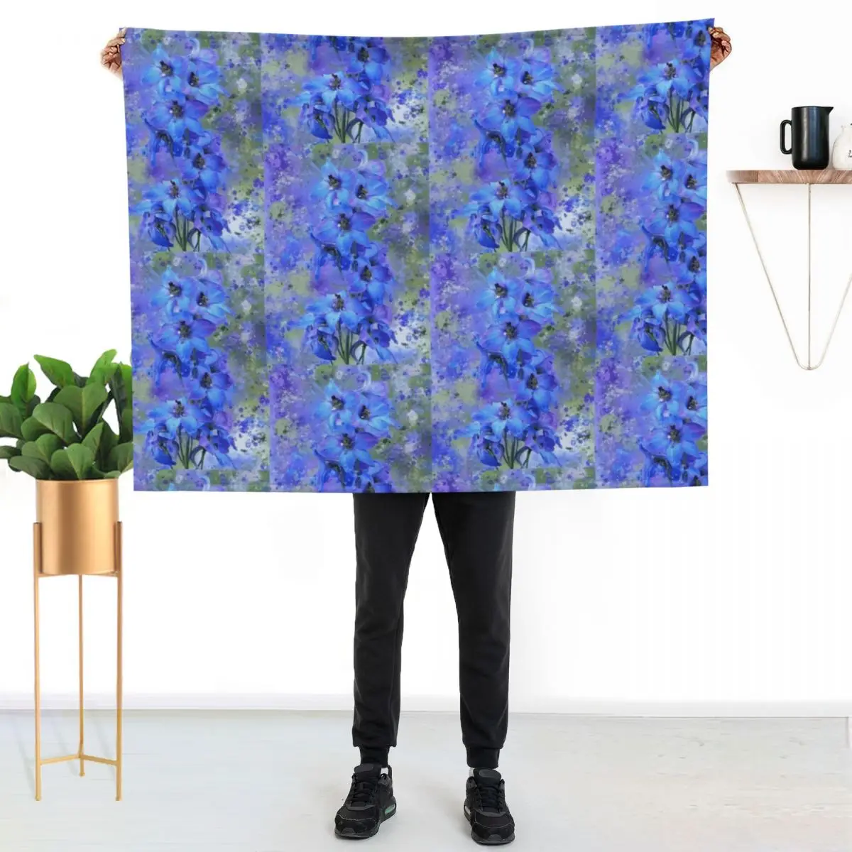 Delightful Delphiniums Mixed Media Throw Blanket Hairys Sofa Quilt Weighted Flannels valentine gift ideas Blankets
