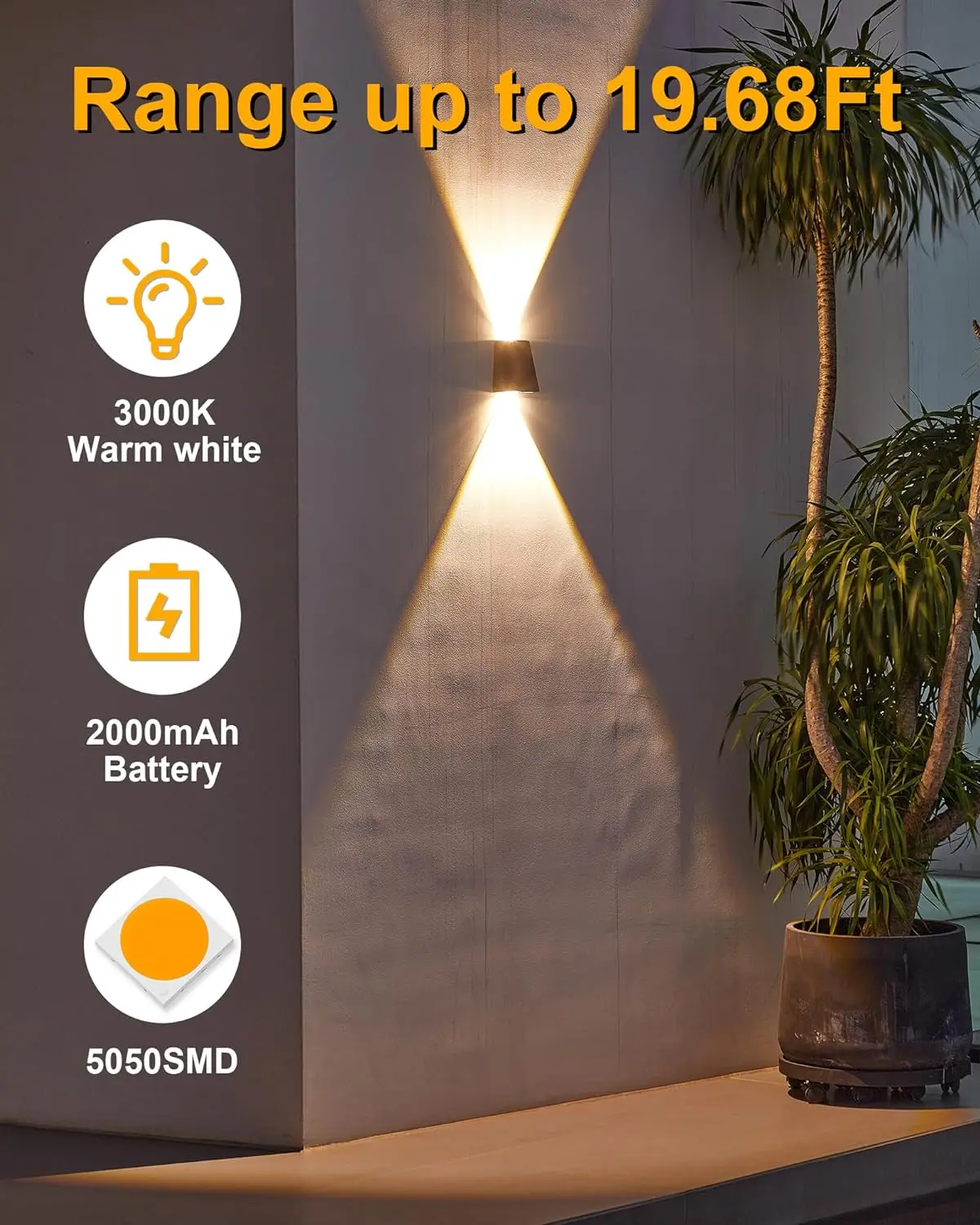 Imagem -02 - Parede Exterior Solar Light up Down Lâmpada Exterior Impermeável Sconces Lights para Garagem Garden Yard Warm And Cool Pacote 4