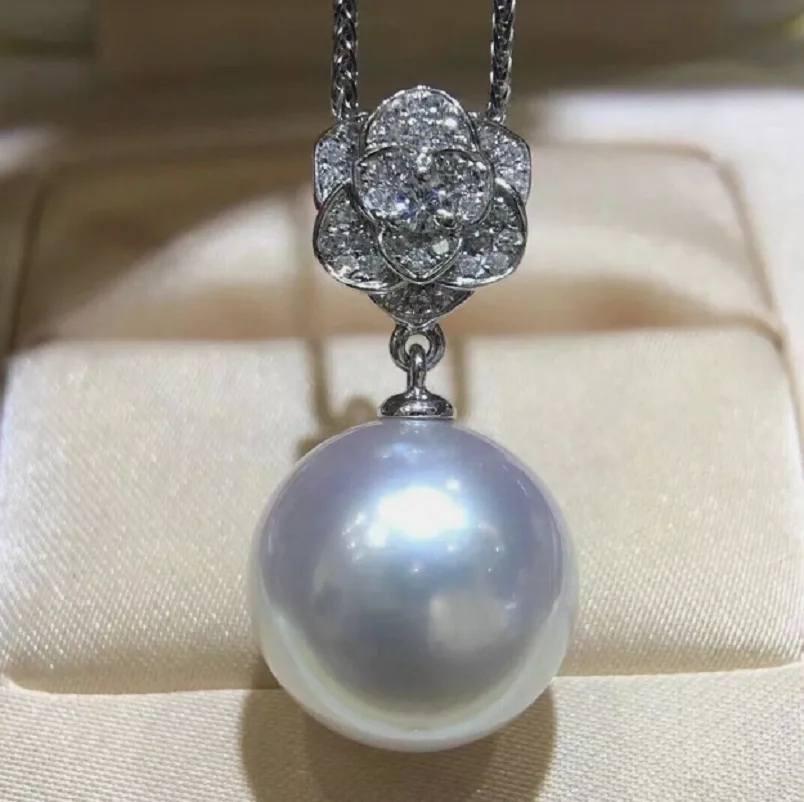 

Gorgeous AAAAA 10-11mm south sea White ROUND pearl pendant 925s