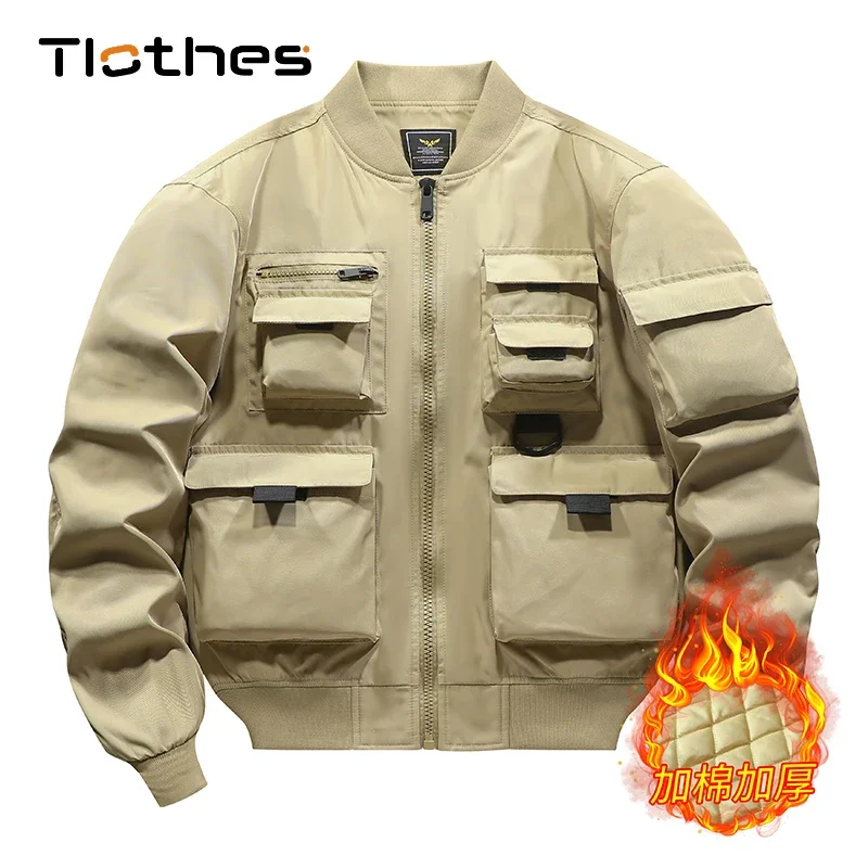 

Technical Fashion Bomber Jacket Men Winter Coats TechWear Military Windbreaker Mens Multi Pockets Hip Hop Thick Ninja Jackets
