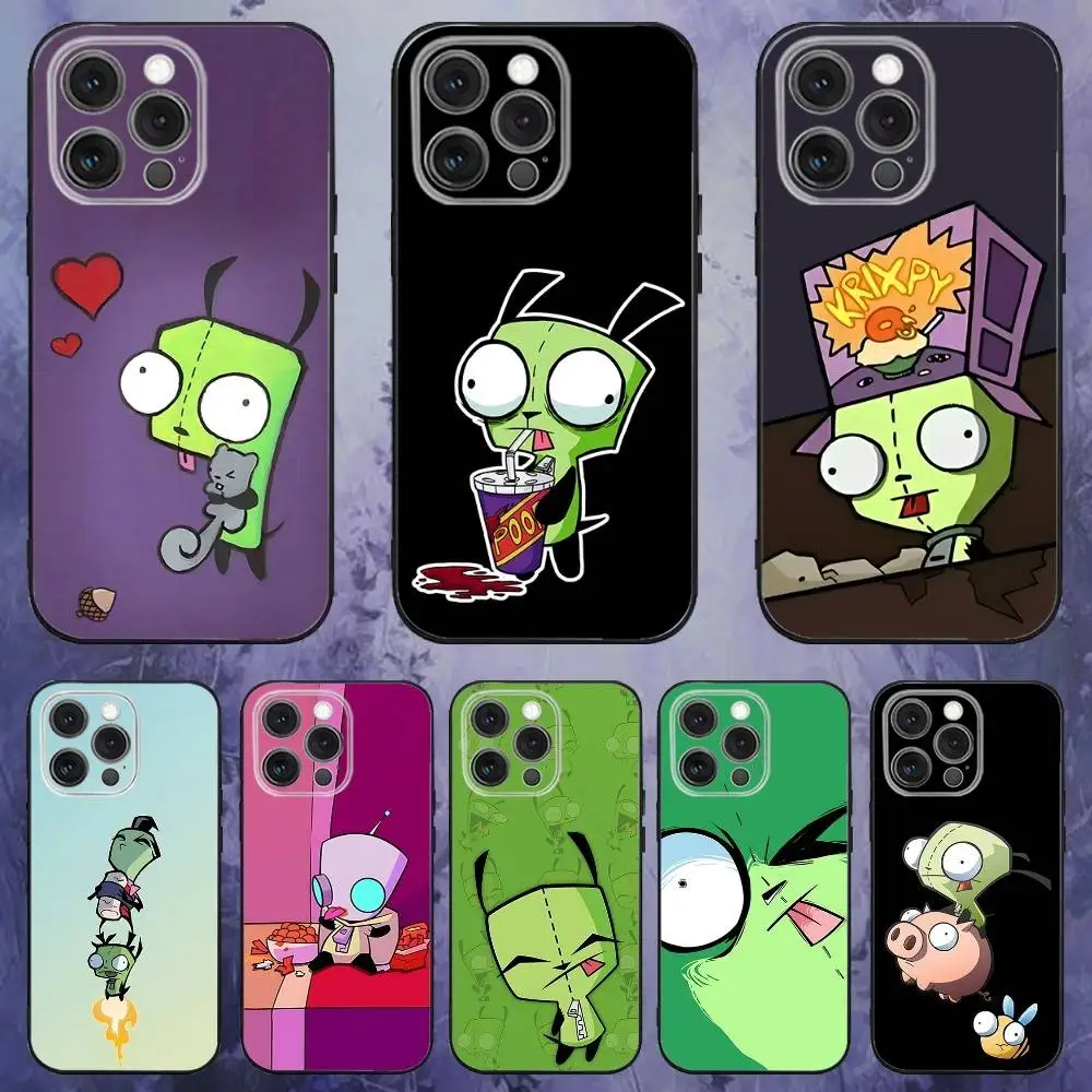 

Cartoon I-Invader Zim Phone Case For iPhone 17,16,15,14,13,12,Pro,Max,Plus,E,SE4,Air,Mini Black Soft Box