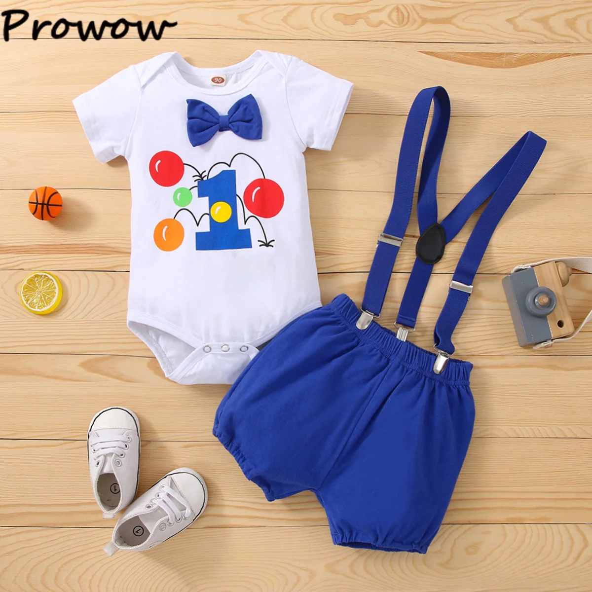 Prowow-traje para pastel de bebé, traje de cumpleaños de un año para niño, pelele con globos y mono, pantalones, ropa de cumpleaños para niño, 2 uds.