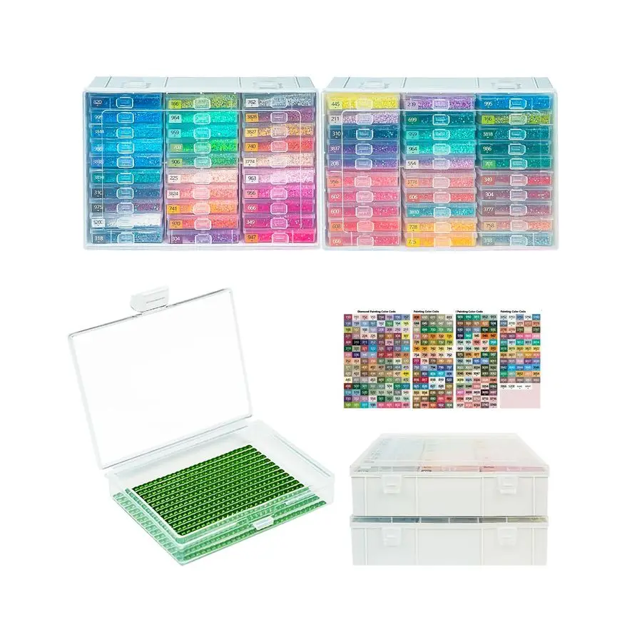 

Лотки для алмазного искусства с крышками, 60 шт. Лотки для алмазной живописи с крышками Хранение алмазного искусства, аксессуары для алмазной живописи для бусин