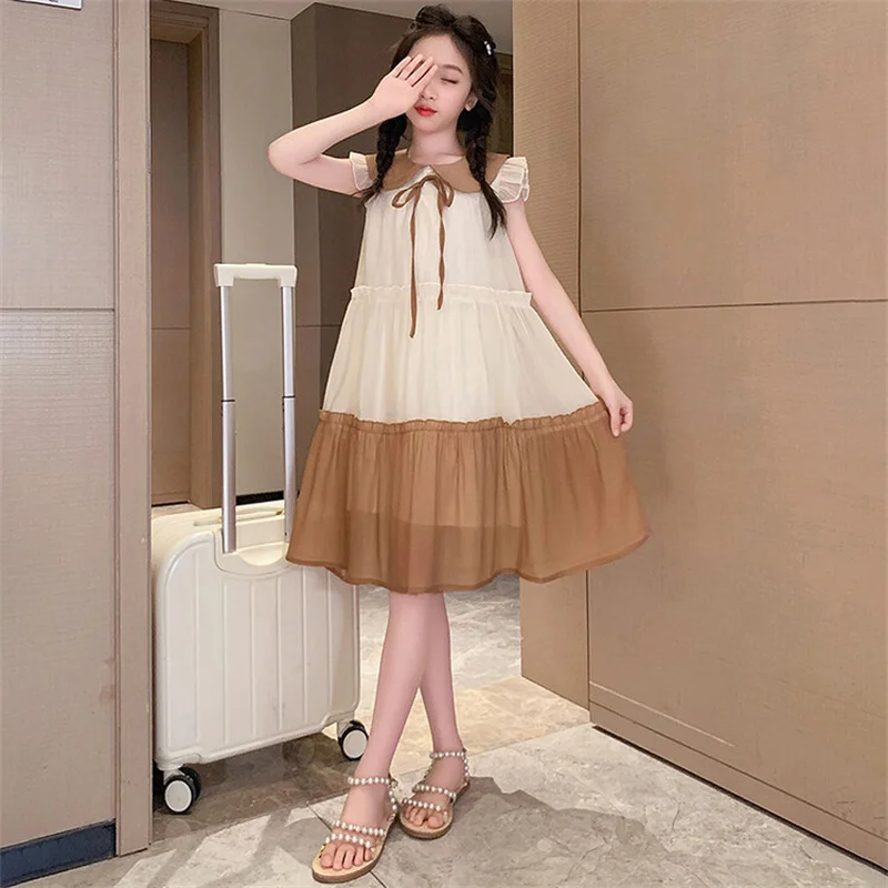 

Girls Summer Dress 2024 New CuHK children Korean children's dress doll collar 6-12 years old 15 years old