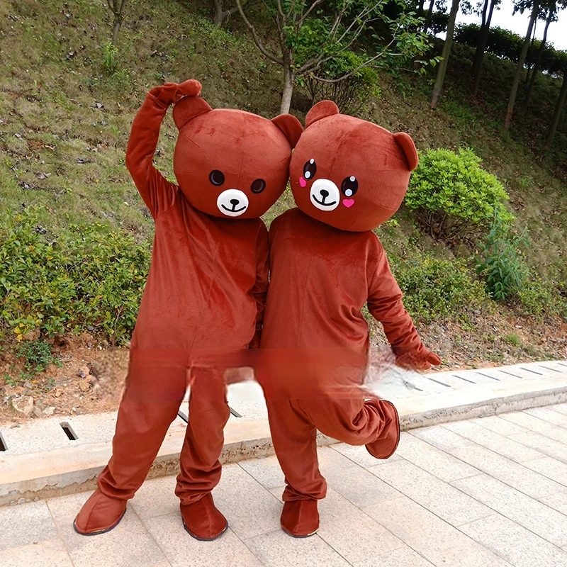 Peludo bonito urso traje dos desenhos animados mascote cosplay carnaval festa animal filme macacão mostrar venda quente