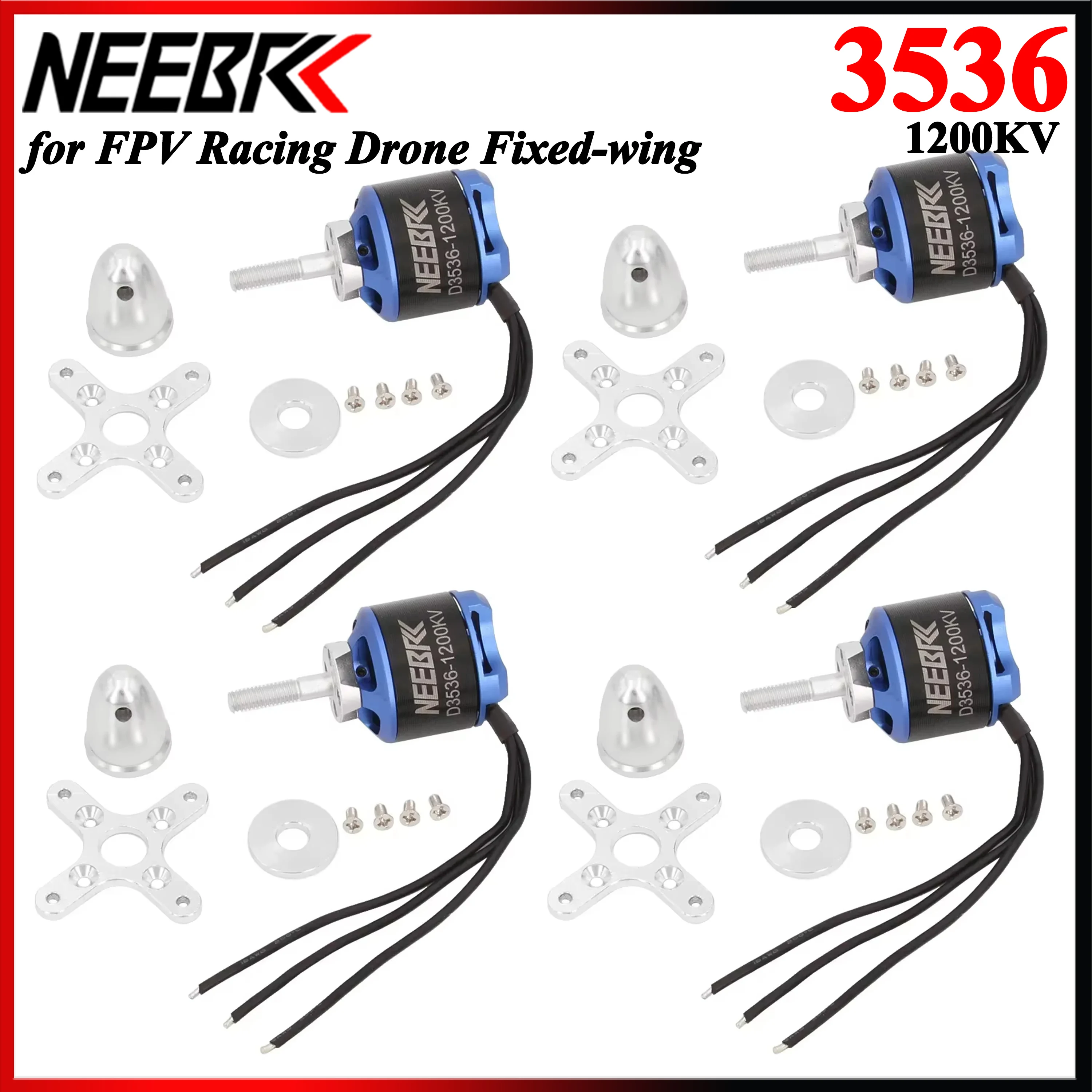 

1/4PCS NEEBRC 3536 1200KV 2-4S 1580g Load Brushless Motor for RC FPV Racing Drone Fixed-wing Quadcopter Airplane Glider Part