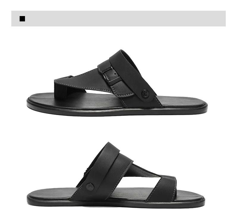 Echtleder-Sandalen für Herren, modische Flip-Flops, bequeme Herren-Strandschuhe für den Außenbereich, hochwertige Herren-Hausschuhe mit weicher Sohle, Übergröße – Detail 17