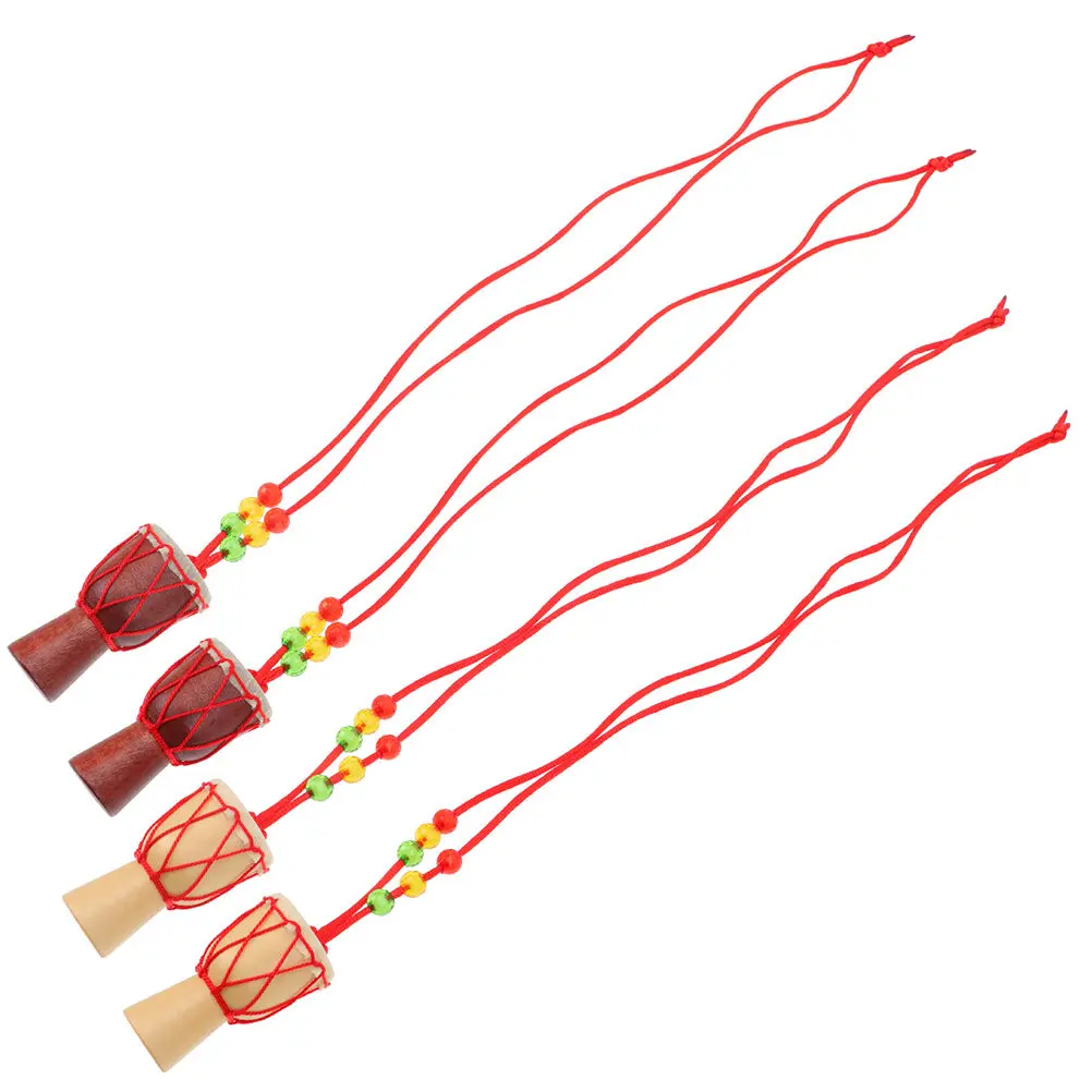 4Pcs African Drum Necklaces Mini Djembe Pendant Necklace for Women Compact Musical Instrument Jewelry Fashion Sweater Chain Gift