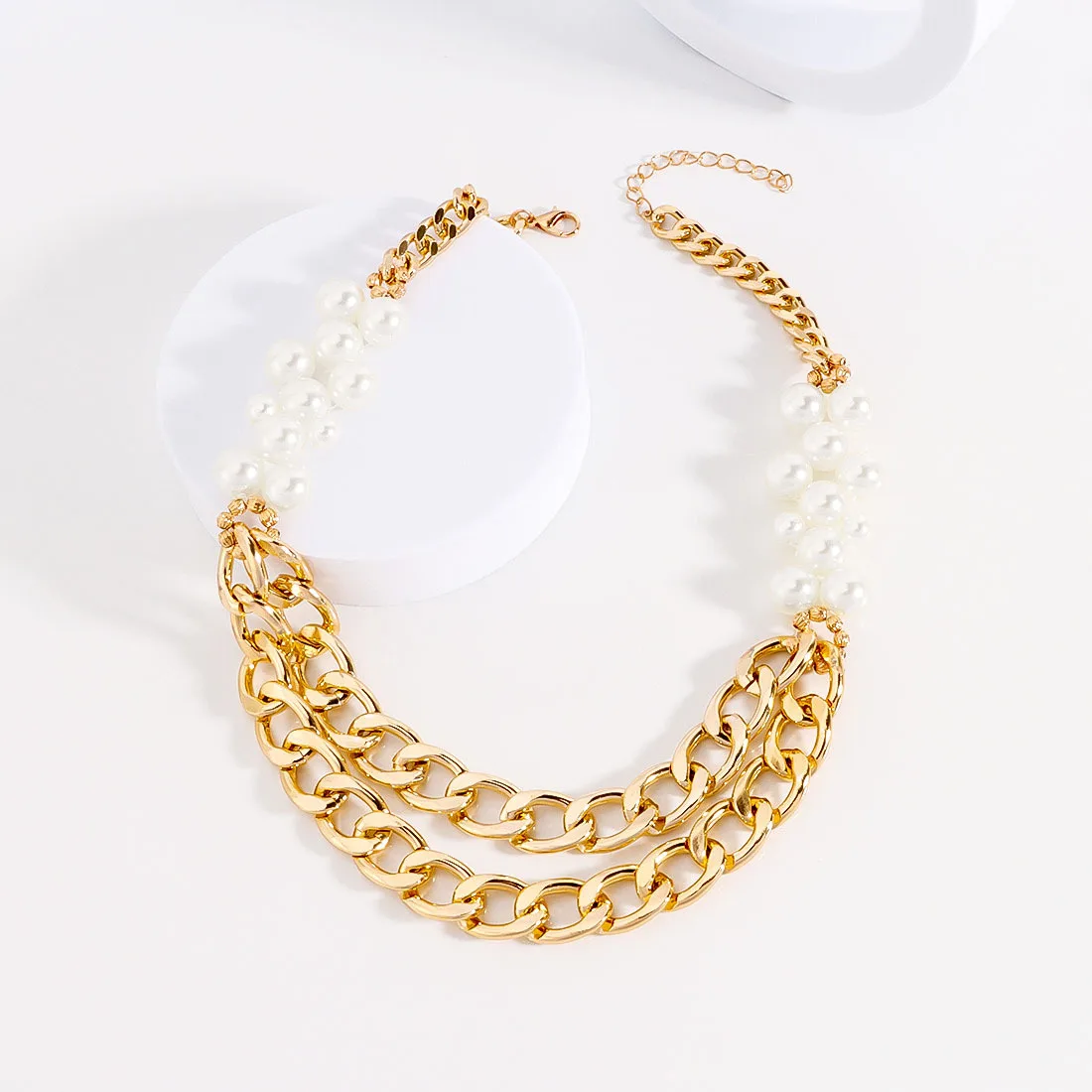 DIY accessories European and American cross-border jewelry, fashionable exaggerated pearl metal necklace necklace necklace jewel