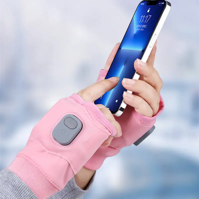 

Windproof Rechargeable Heated Gloves 360 Degree Thermal Warm Fingerless for Outdoor Hiking Cycling Winter Sports Heated