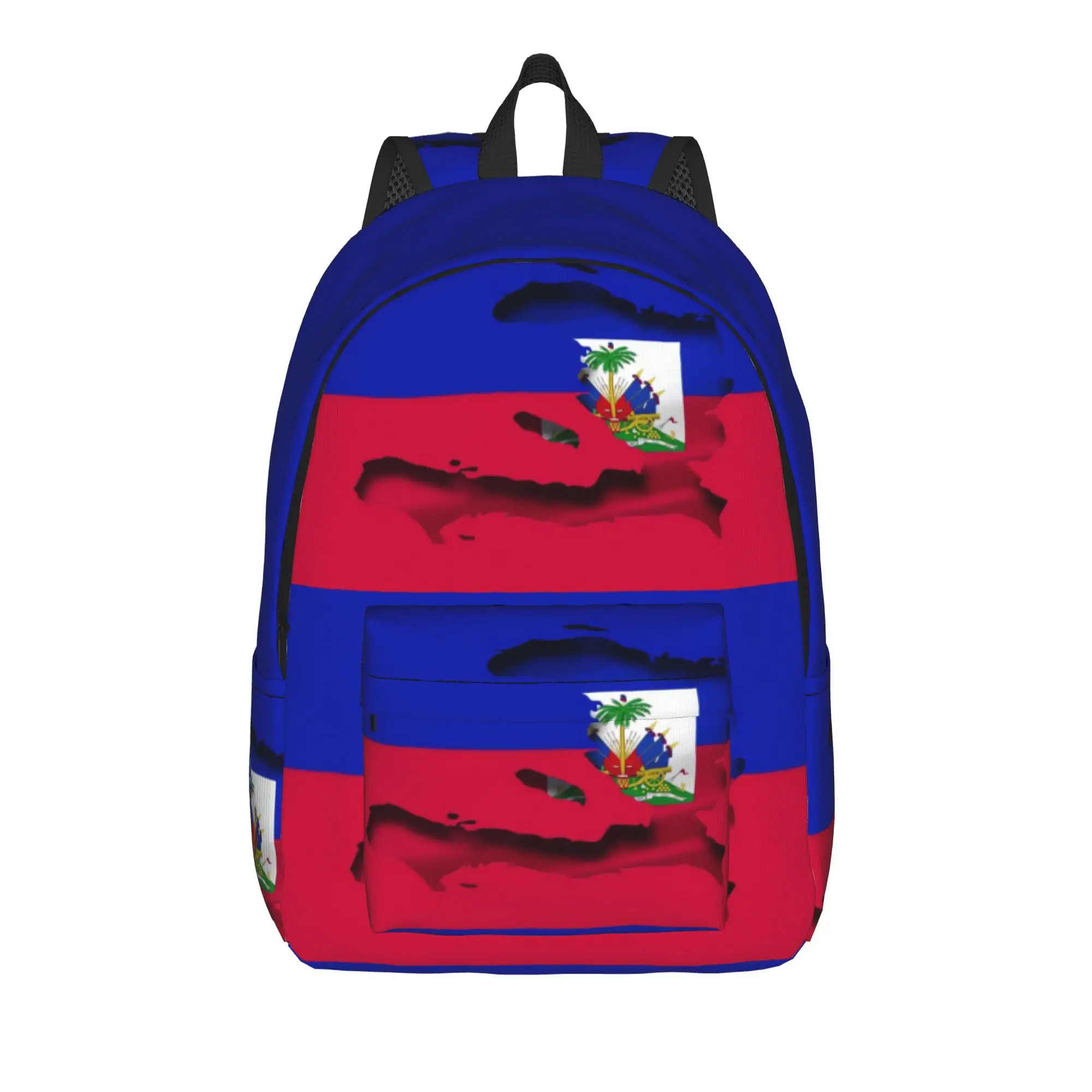 Haiti National Coat Of Arms Flag Backpack  Boy Girl Polyester Hiking Backpacks Pattern Novelty School Bags Rucksack