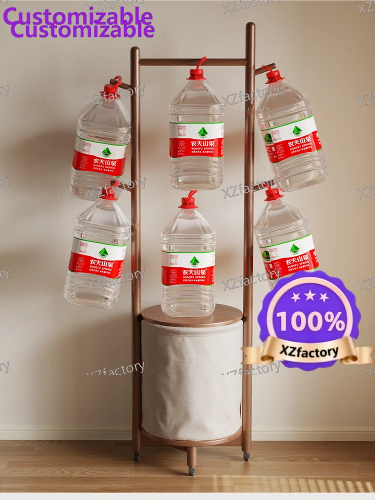 Factory Direct 2026 Top RatedSolid wood hanger floor-to-ceiling bedroom living room laundry basket mobile hanger household rack
