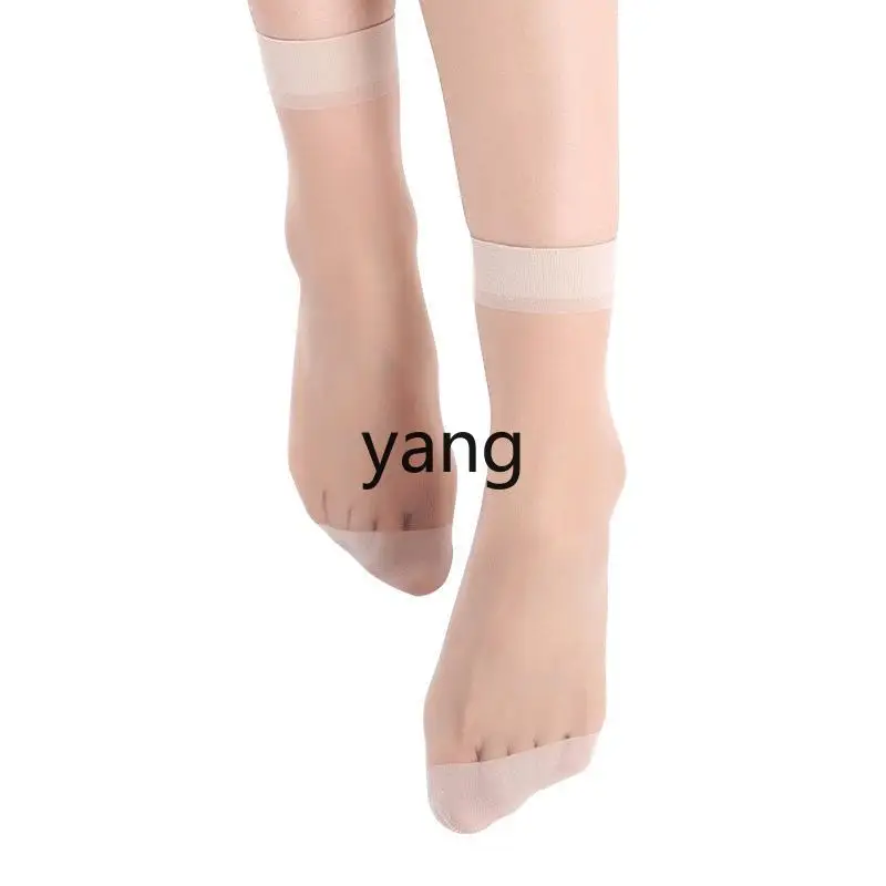 Yjq cotton bottom stockings women's non-slip socks summer thin wear-resistant breathable transparent meat color