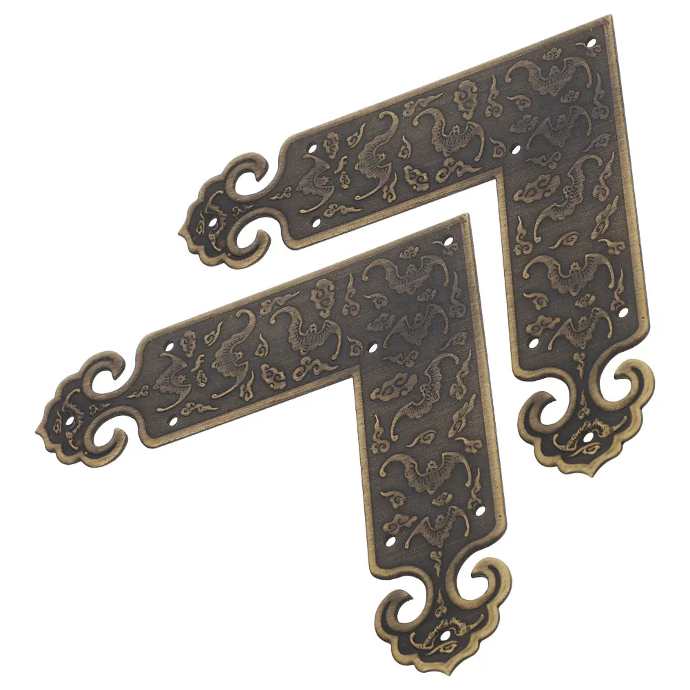 

2 Pcs Corner Protectors Chair Braces Single Sided Golden Brass Furniture