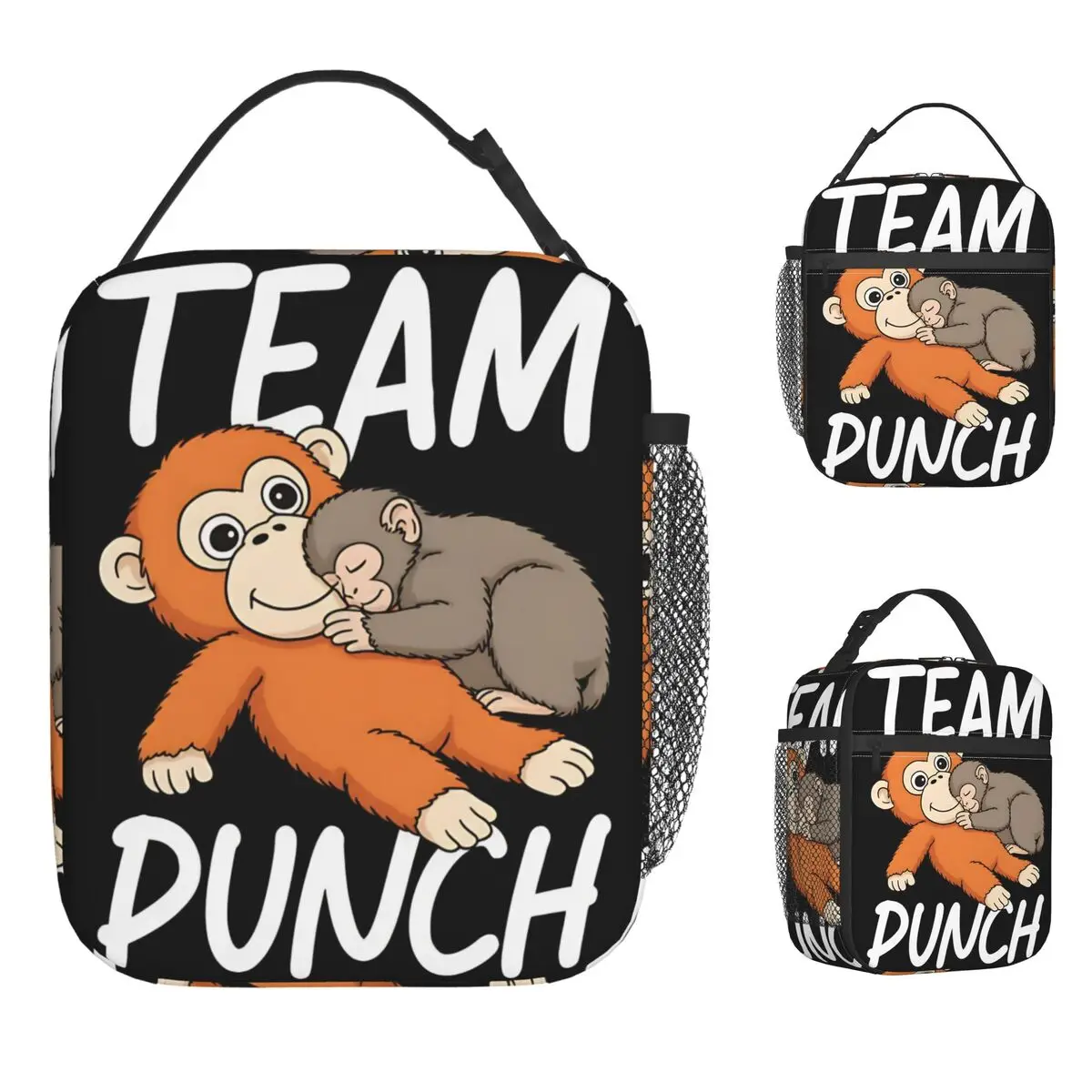 

Сумка для обеда Team Punch Funny Monkey: Ретро-ланчбокс для женщин, портативная термосумка на молнии, водонепроницаемая, с возможностью индивидуального дизайна