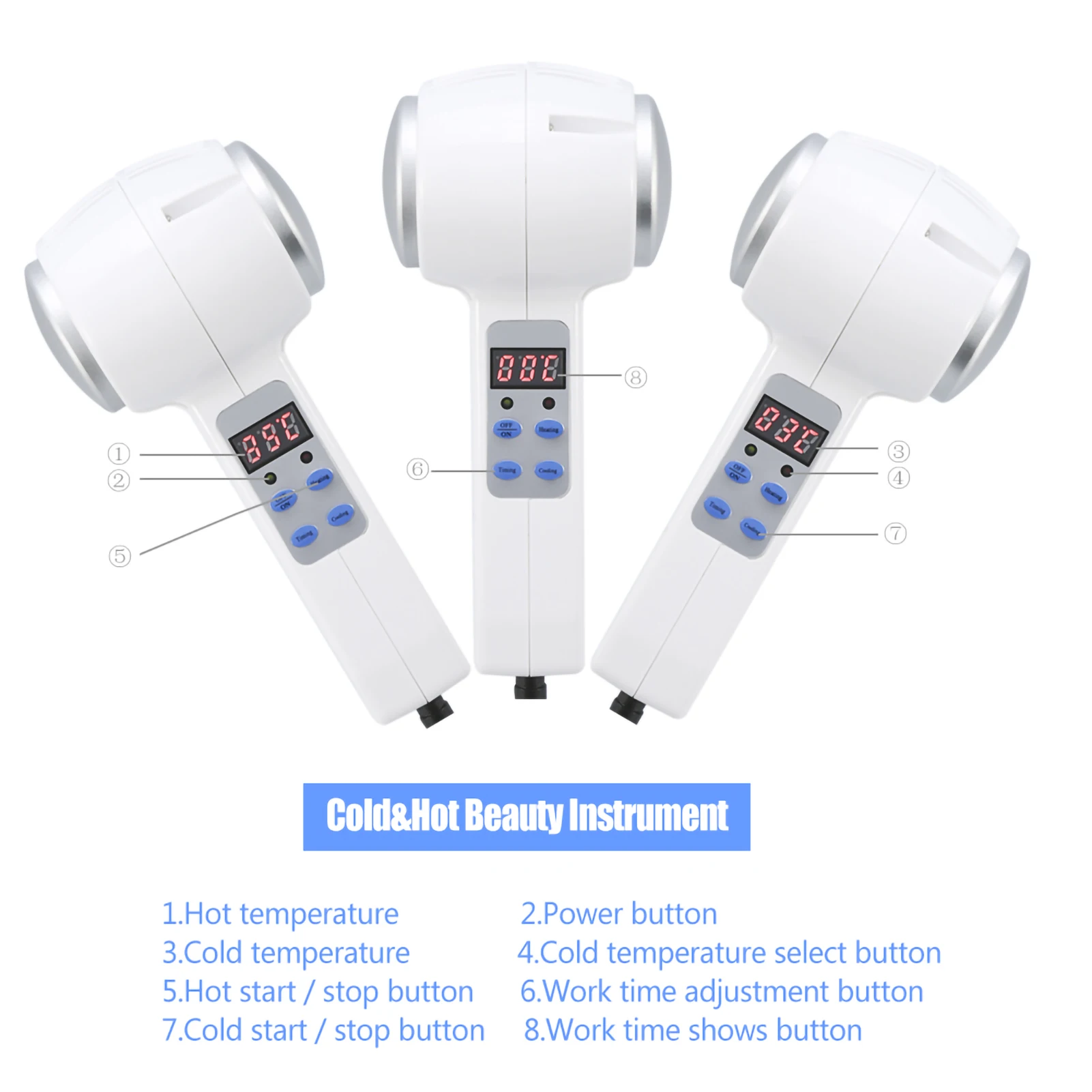 Hot Cold Hammer Beauty Machine Massager Cryotherapy Skin Rejuvenation Face Lift Tighten Massage Beauty Device US Plug 110-240V