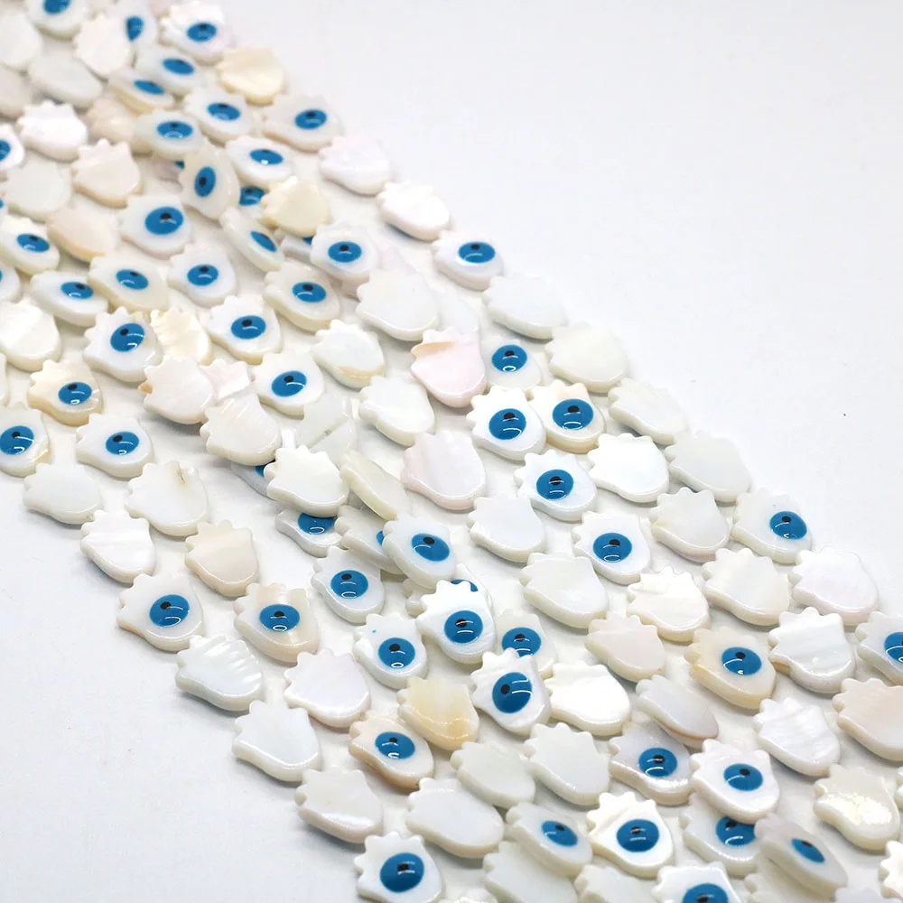 اليد النخيل على شكل قذيفة المياه العذبة الطبيعية حبة مع الأزرق/الأخضر جانب واحد العين الخرز نمط 1 حبلا DIY بها بنفسك صنع قلادة