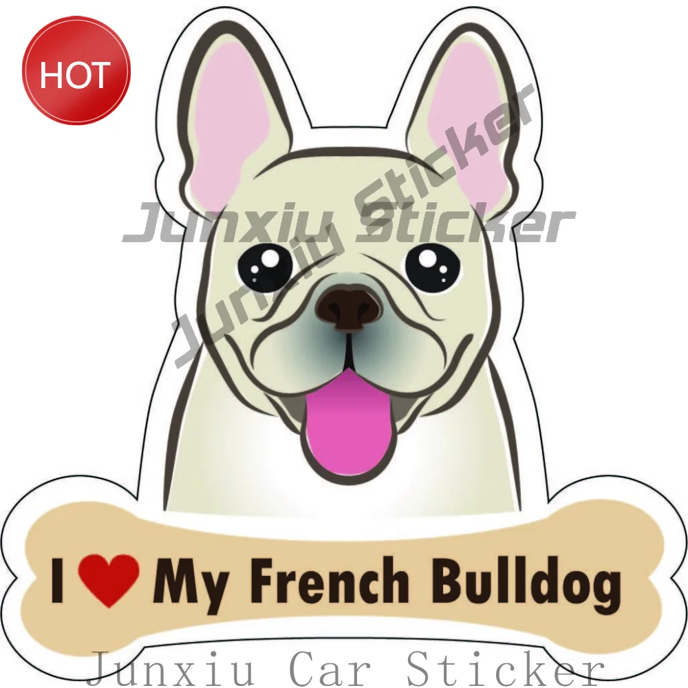 I Love My French Bulldog Dog Bone PVC Car Sticker Decal For Car Window And Luggage Dog Lover Decoration Vehicle Accessories