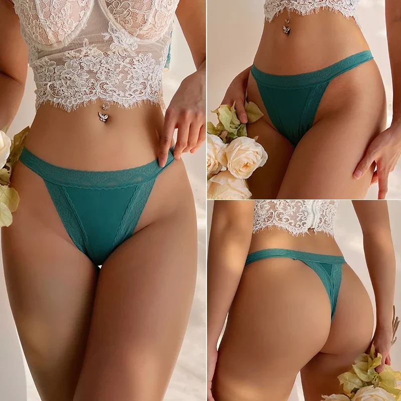 3PCS/Set Sexy S-XL Women Cotton Panties G-string Woman's Underwear Girl Lace Female Lingerie T-Back Lady Thong Intimates