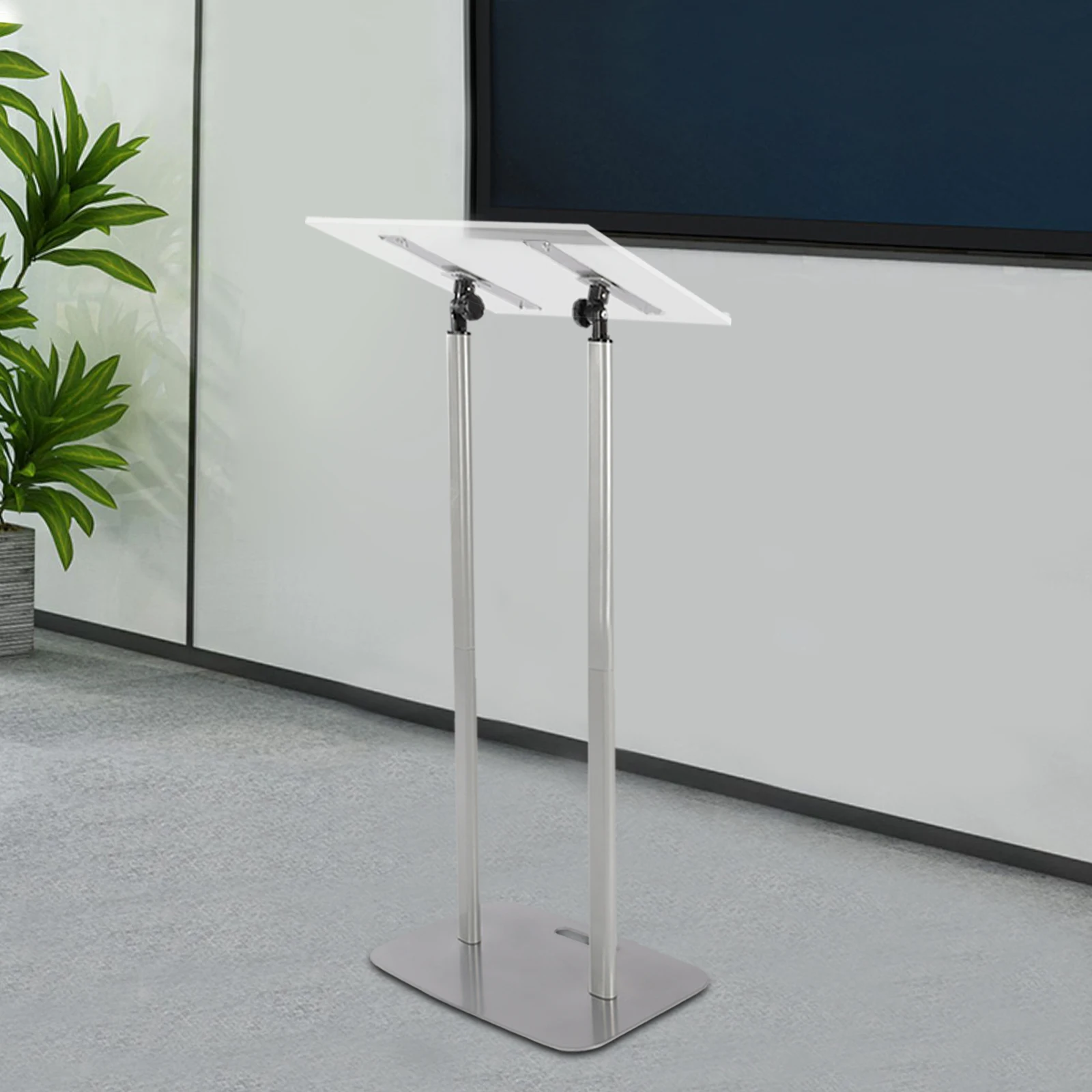 

46'' Modern Floor Standing Acrylic Podium Clear Angle Adjustable Podium Stand Lecterns & Pulpits for Church Classroom Concert