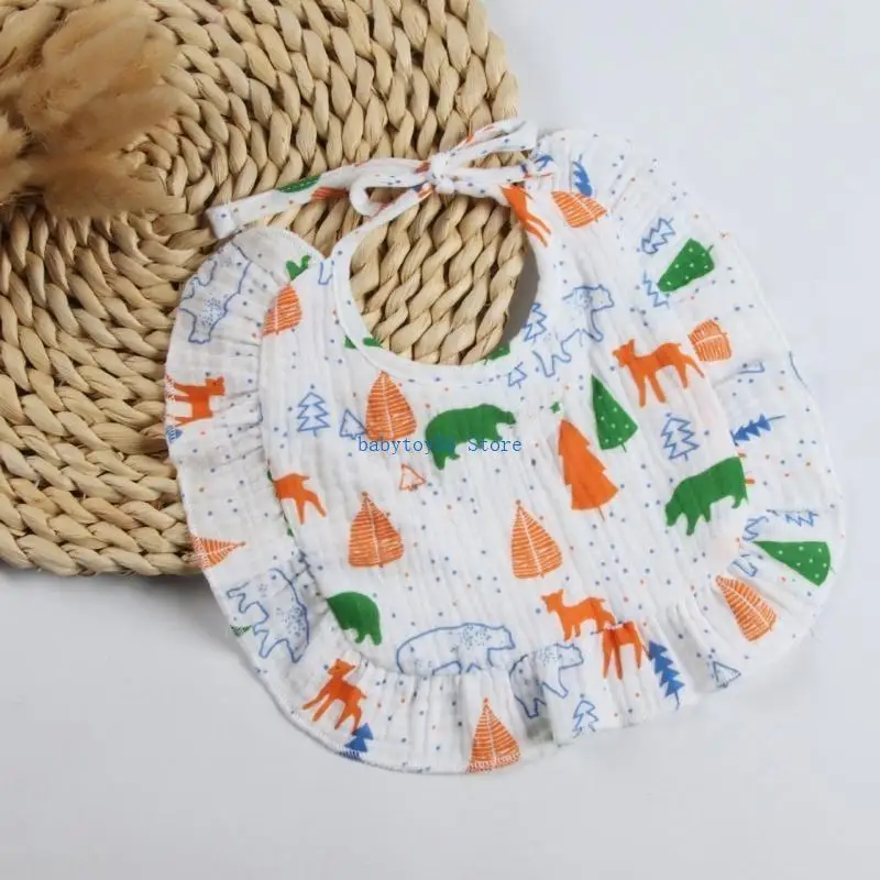 

Y4UD Baby Bibs Ruffle Saliva Towel Feeding Bib Burp Cloths Boy Girl Bib Shower Gift