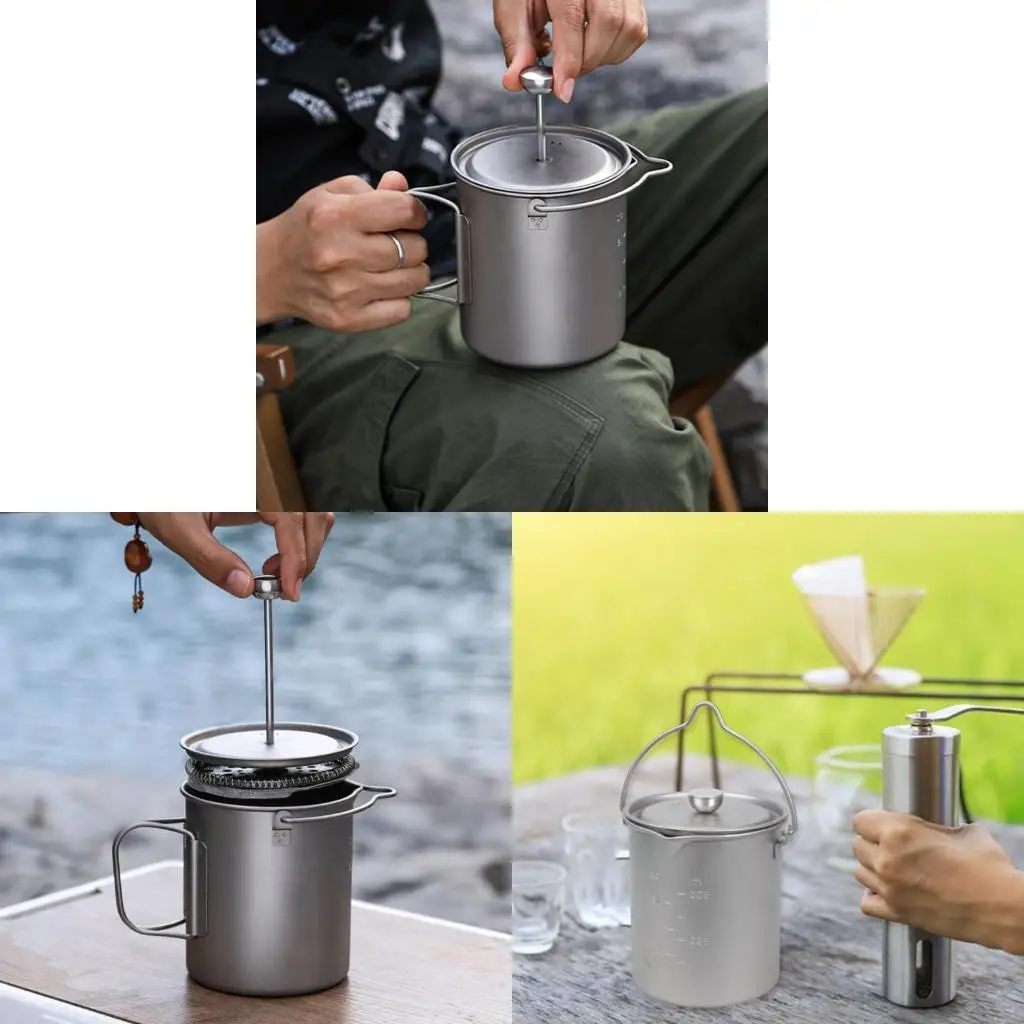 F19B French Presses Metal Coffee Cup Effective Filter Meshes Portable Designs Coffee Equipment For Hiking And Picnics