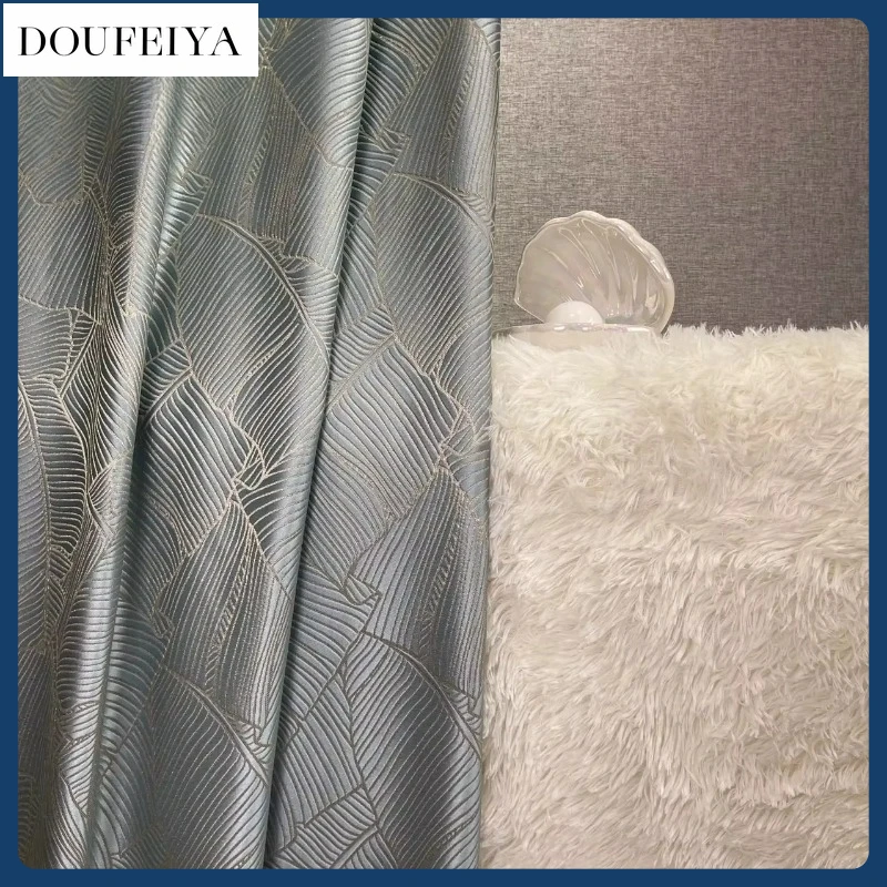 

Modern Fashion Simple Luxury Curtains for Living Room Thick Blackout Bedroom Elegant Leaf Jacquard Custom Window Decoration