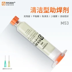 1Pcs AMAOE M53 Clean free Needle flux Good liquidity Less smoke No residue Easy to clean solder flux for PCB BGA SMD welding