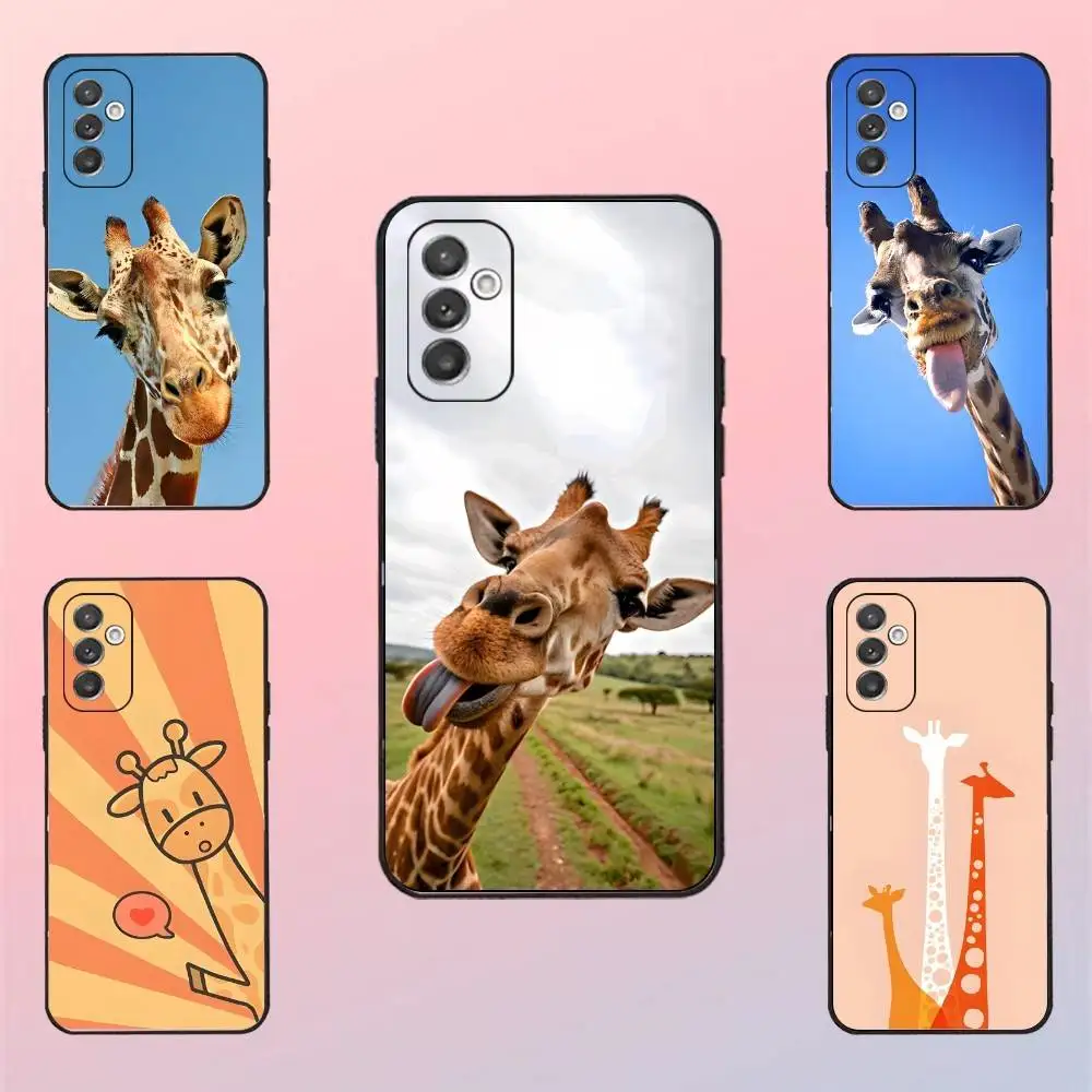 

Giraffes Cute Animal Phone Case For Samsung S 25,24,23,22,30,21,10,9,Ultra,Plus,Lite,FE,4,5 G Black Soft Case