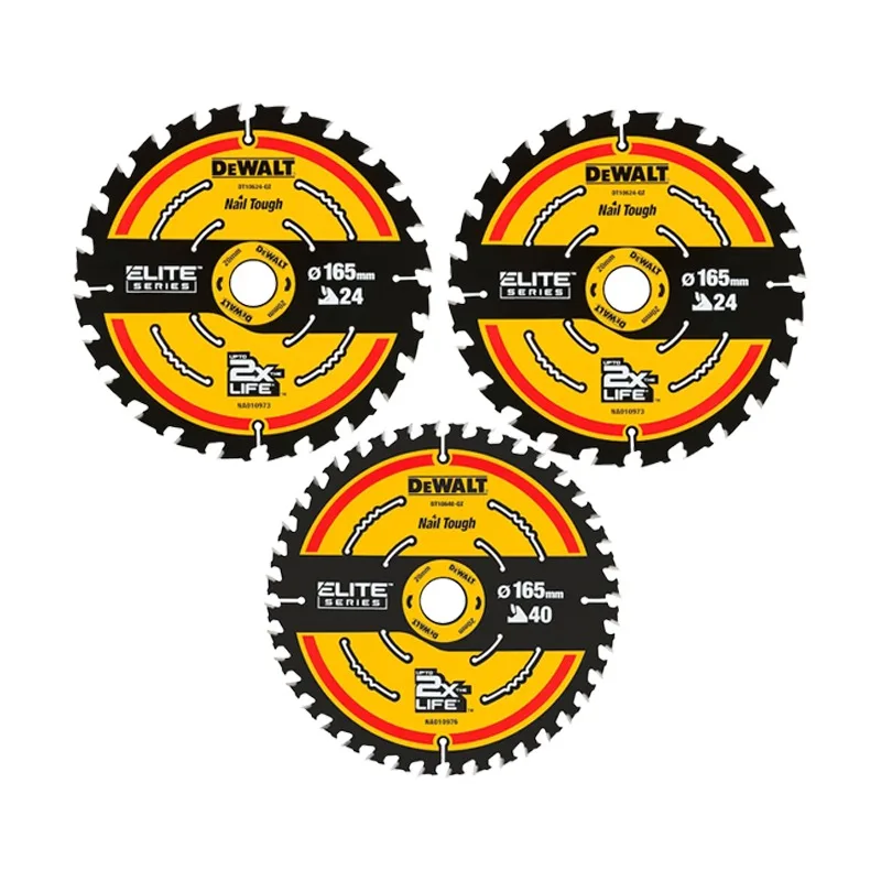 DEWALT DT10397-QZ 165MM CIRCULAR SAW BLADE ELITE SERIES: ELITE Circular Saw Blade 2x165MM 24T 1x165MM 40T 3PACK