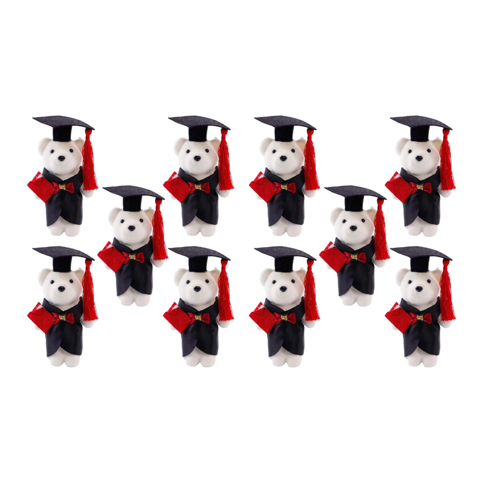 10Pcs Graduation Bear Mini Soft Small Graduation Season Decoration for Bouquet Flower Arrangement Keepsake Gifts for Graduates