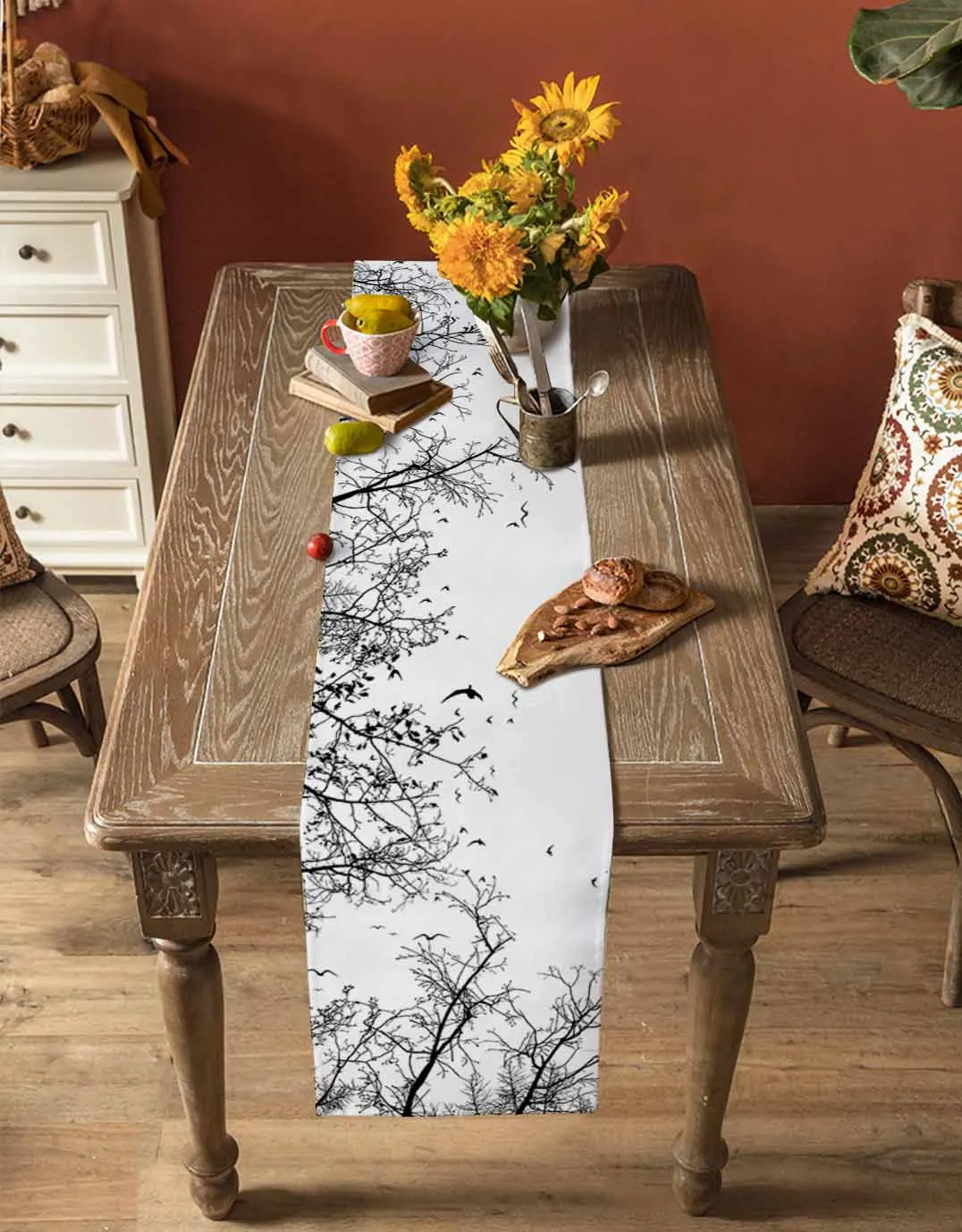 Branches Birds Plants Table Runner Wedding Dining Table Decoration Table Runner Holiday Dining Tablecloth