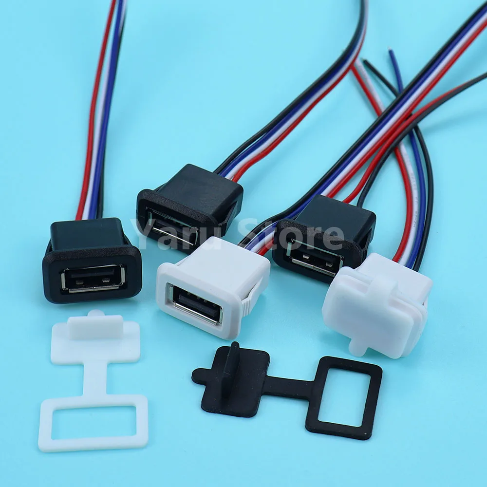 C303BC USB 2.0 Female Power Jack 2P 4P USB 2.0 Charging Port Connector Data InterfaceWith waterproof cap