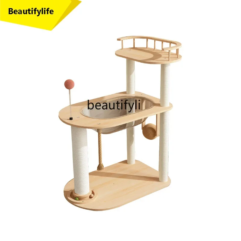 PPP  Cat Climbing Frame Nest Scratch Board Integrated Big Cat Dedicated Holder Non-Covering Sisal Toy