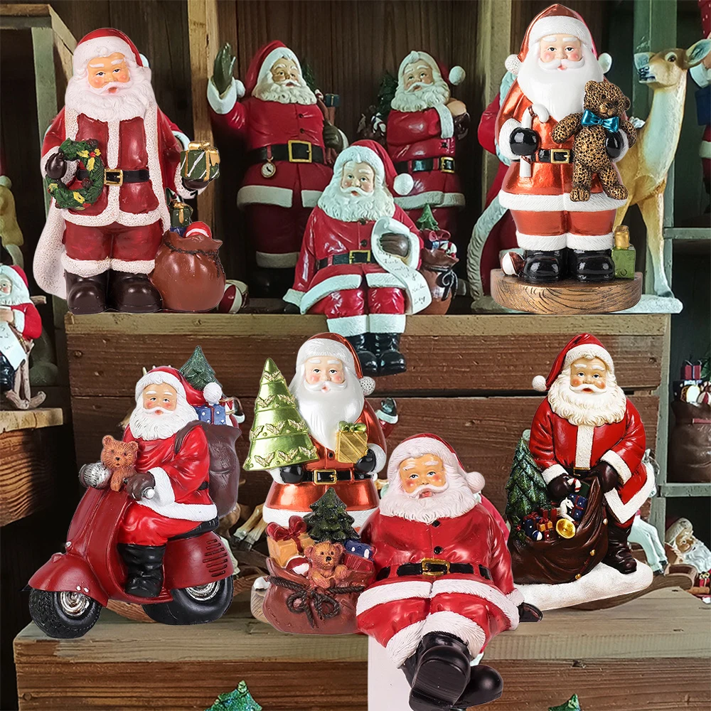 

Santa Claus Series Figurines Christmas Tree Craft Decoration Festive Gift Present for Living Room - Unique Christmas Decorations