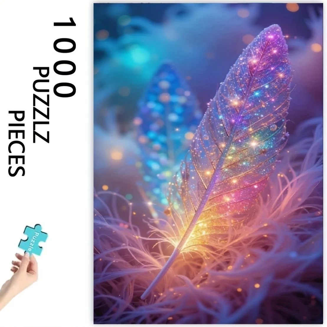 1000pcs Glow-in-the-Dark Puzzle with UV Glow Feathers & Starry Night Design - Thickened Edges Jigsaw for Adults, Teens, Partie