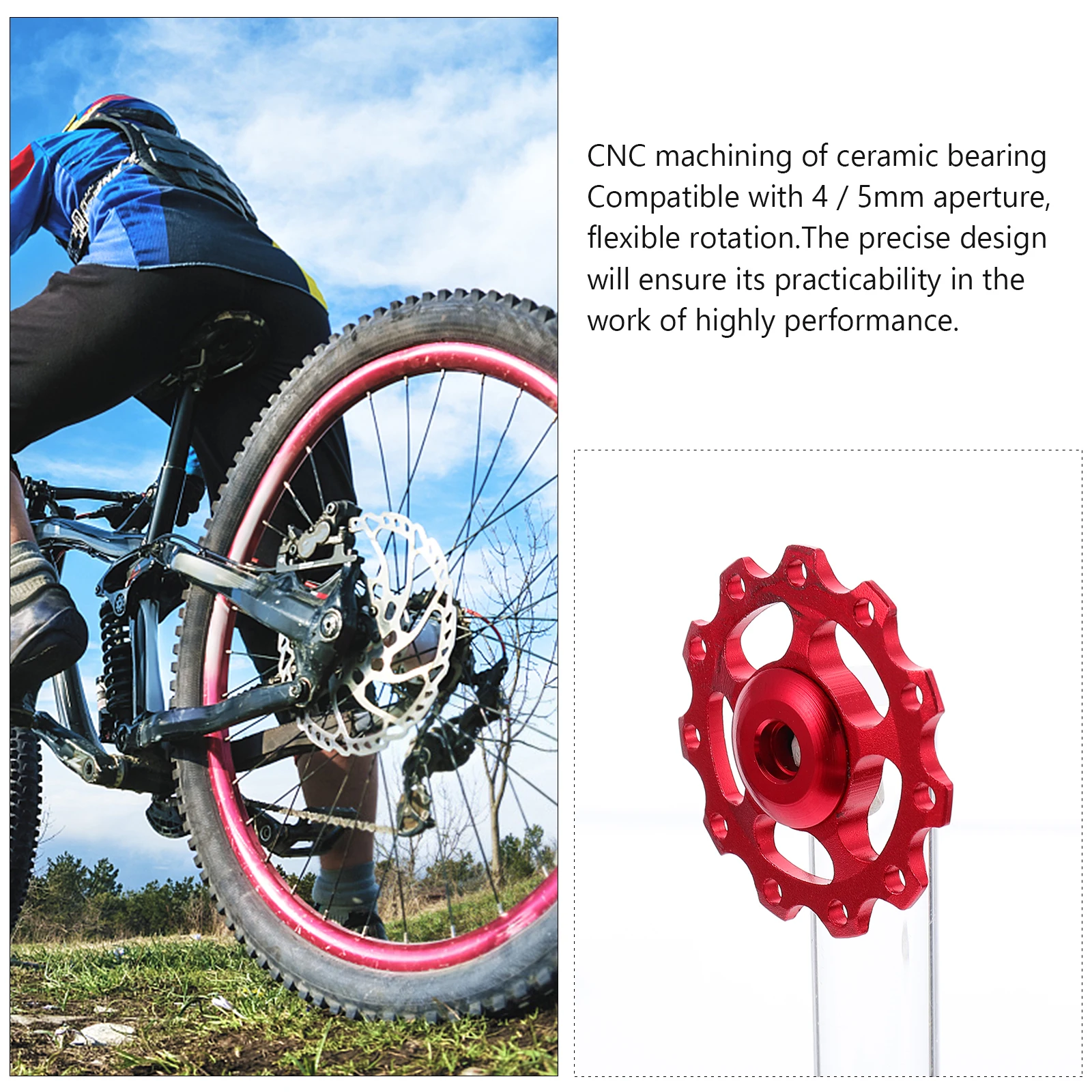 

1 Pair 4/5Mm Aluminum Alloy Bike Derailleur Pulley Kits Rear Ceramic Bearing Guide Wheel For Mountain Bicycle Chain Protection