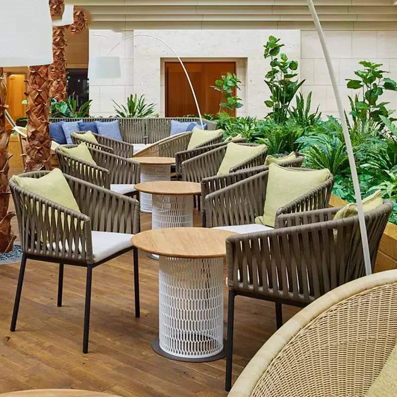 Nordic Outdoor Rattan Chair Table and Chair Combination Project Model Room Terrace Courtyard Garden Leisure Restaurant