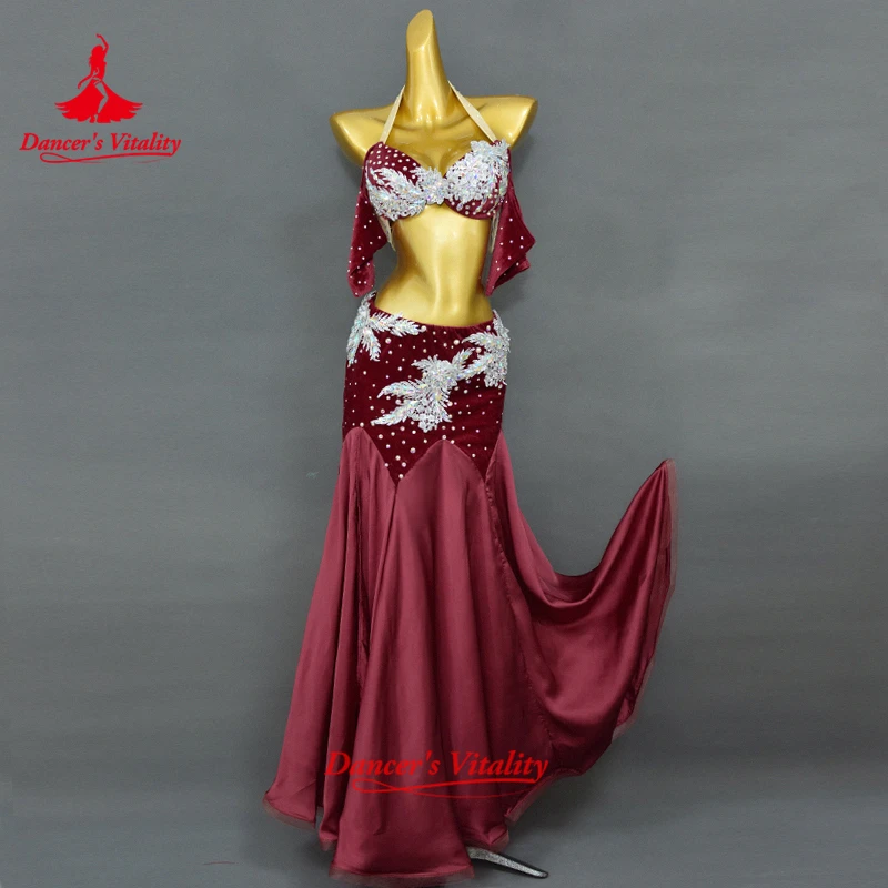 Dancer\'s Vitality Performance Women 2PCS Bra And Skirt Belly Dance Suit for Lady Dance Stage Costumes Kids Ballroom Dance Set