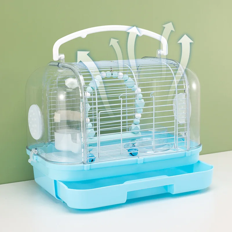 

Bird Cage Birdcage Parrot Goes Out Transparent Birdcage Panoramic View Handheld Portable Cage Acrylic Bird Bird Accessories