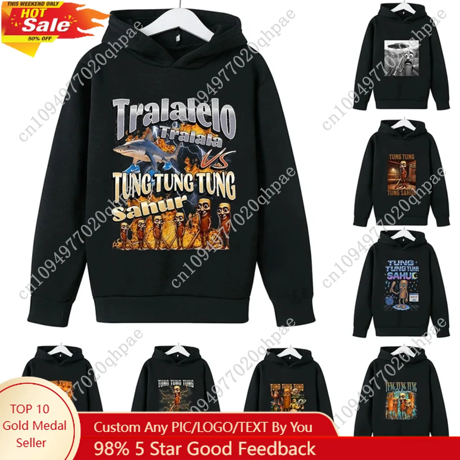 

Italian Brainrot Cartoon Kid Hooded Sweatshirt Boys Girls Tung Tung Tung Sahur Fun Print Fall and Winter Comfortable Warm Hoodie