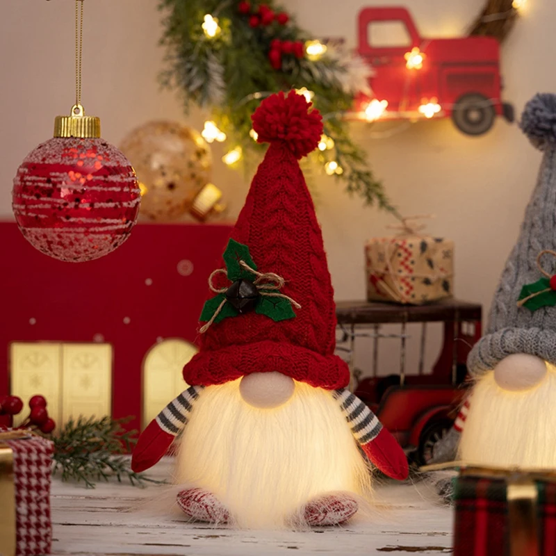 Christmas Gnomes Plush With LED Glowing Faceless Doll Christmas Tree Xmas Pendant Dwarf Ornaments Party Decoration Navidad 2024