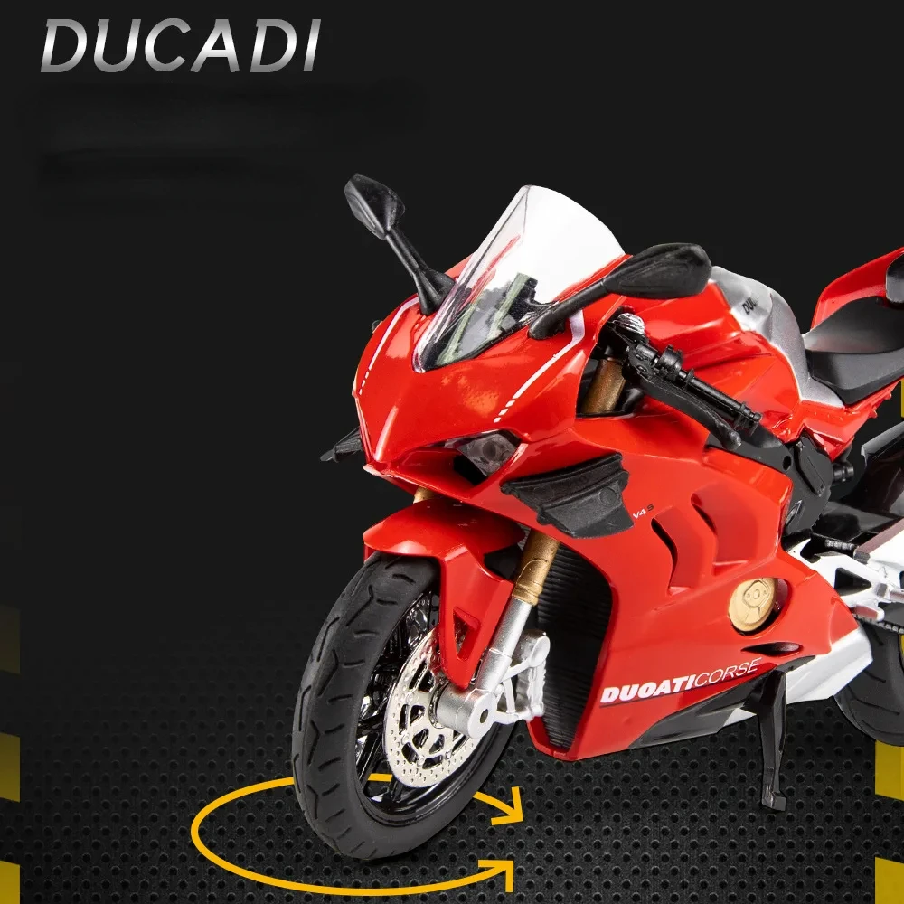 1:12 DUCATI V4S Panigale Alloy Diecast Motorcycle Toy Car Model Metal car Body Sound Light Birthday Christmas Gift Children M17