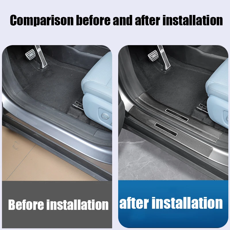 Carbon fiber patterned car interior and exterior door sill protection sticker for Changan Deepal S05 2025 2026