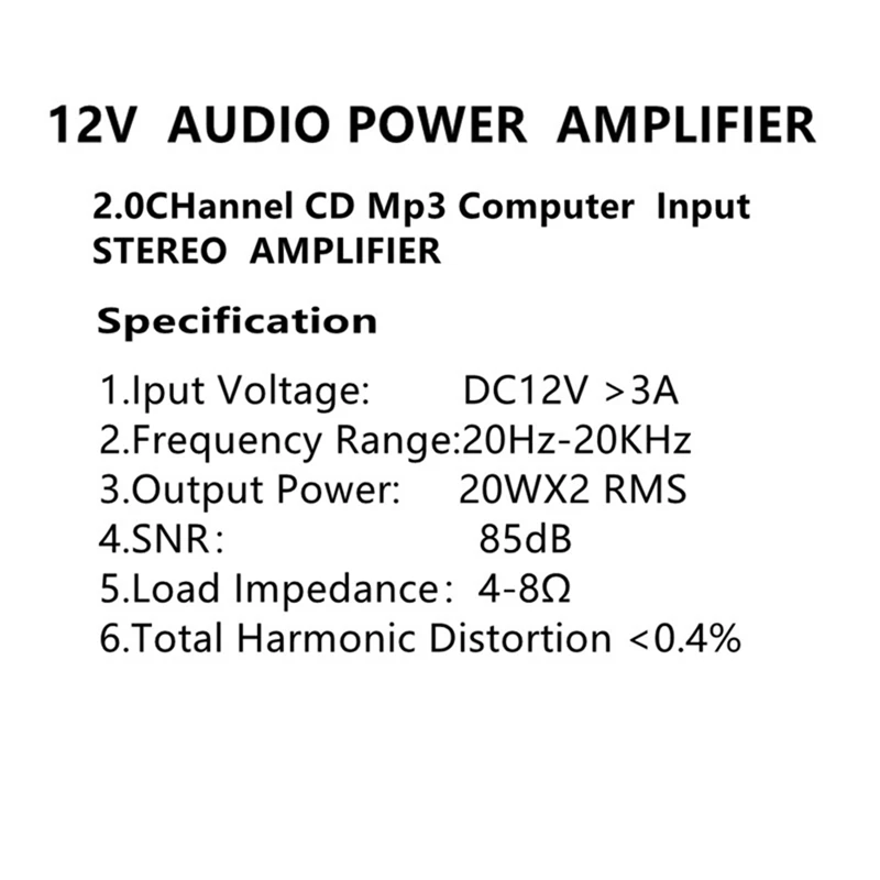 AK-270 AK270 12V Mini wzmacniacz mocy HIFI Audio do kina domowego 2 wzmacniacz kanałowy wejście USB/SD AUX