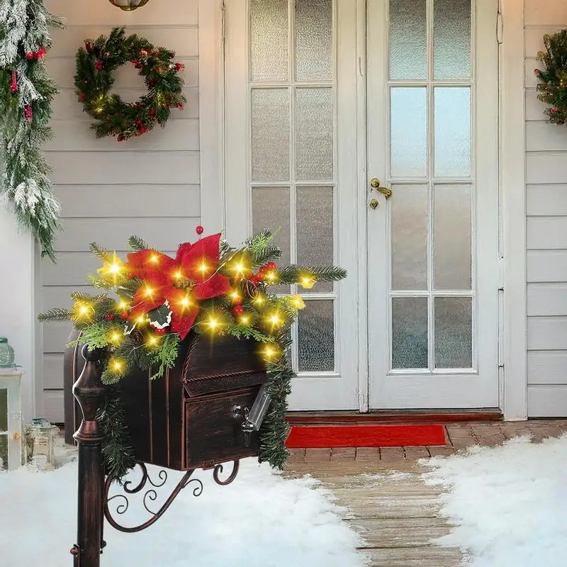 Mailbox Christmas Swag Decorative Christmas Garland Christmas Swag Decorations With Light Garland Christmas Decor Outdoor Swag